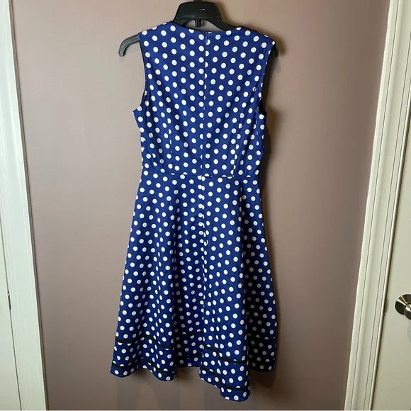 Killreal Blue White Polka Dot Swing Dress - Small - Picture 7 of 13
